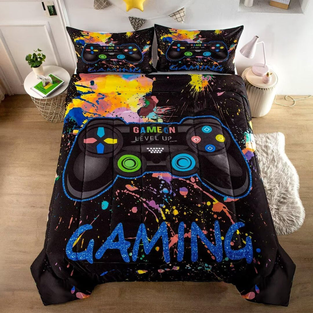 GRAT TIOC Gamer Comforter Sets for Teen BoysGaming Bedding Sets FullVideo Game BedspreadGame Gamepad Bed SetController Bedding Gamer Home Decor 3 Piece 1 Comforter and 2 Pillowcases